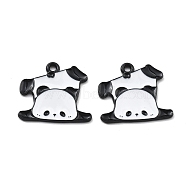 Panda Theme Alloy Enamel Pendants, Black, Panda, 20.5x23x1mm, Hole: 1.8mm(ENAM-F150-02)