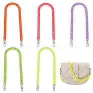 WADORN 5Pcs 5 Colors Acrylic Curb Chain Shoulder Bag Straps, with Alloy Swivel Clasps, for Bag Handle Replacement Accessories, Mixed Color, 61cm, 1pc/color(FIND-WR0007-20)