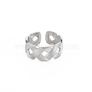 304 Stainless Steel Hollow Open Cuff Ring for Women, Stainless Steel Color, US Size 9 1/4(19.1mm)(RJEW-S405-238P)