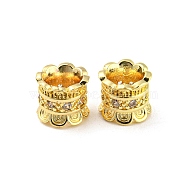 Brass Micro Pave Cubic Zirconia European Beads, Large Hole Beads, Long-Lasting Plated, Lead Free & Cadmium Free, Flower, Golden, 8x7mm, Hole: 4.2mm(KK-H452-14G)