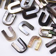 Natural Black Lip Shell Beads, Top Drilled Beads, Letter.U, U: 10x8x2.5mm, Hole: 0.6mm(SSHEL-S265-001U)