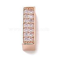 Rack Plating Rectangle Brass Micro Pave Cubic Zirconia Slide Charms, Long-Lasting Plated, Lead Free & Cadmium Free, Rose Gold, 12x4x6mm, Hole: 3.5x10.5mm(KK-L224-037RG)