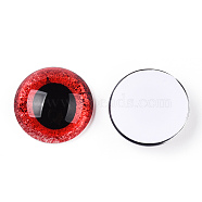 Glass Cabochons, Half Round with Eye, Red, 20x6.5mm(GGLA-T004-04-C)