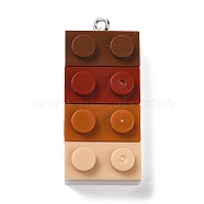 Resin Pendants, with Platinum Iron Loop, Toy Bricks, Colorful, 36x15.5x8mm, Hole: 2.6mm(RESI-E017-D05)