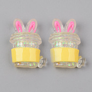 Resin Cabochons, with Glitter Sequins, Bottle with Rabbit Ear Shape, Gold, 20x15x7mm(CRES-N024-45C)