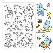 PVC Plastic Stamps, for DIY Scrapbooking, Photo Album Decorative, Cards Making, Stamp Sheets, Hippo Pattern, 16x11x0.3cm(DIY-WH0167-56-693)