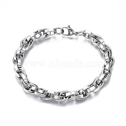 201 Stainless Steel Rope Chain Bracelet, Aries Constellation Pattern Bracelet for Men Women, Stainless Steel Color, 9-1/8 inch(23cm)(BJEW-S057-77)