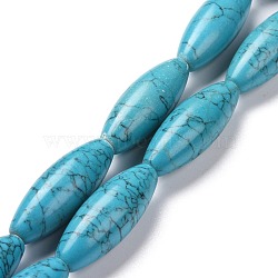 Synthetic Turquoise Beads Strands, Rice, 39~41x15mm, Hole: 1.4~1.8mm, about 10pcs/strand, 15.75''(40cm)(G-P469-07)