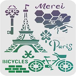 Large Plastic Reusable Drawing Painting Stencils Templates, for Painting on Scrapbook Fabric Tiles Floor Furniture Wood, Rectangle, Eiffel Tower Pattern, 297x210mm(DIY-WH0202-034)