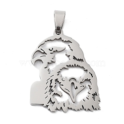 201 Stainless Steel Pendants, Laser Cut, Two Eagle Charm, Stainless Steel Color, 35.5x27x1.5mm, Hole: 9x5mm(STAS-A090-10P)