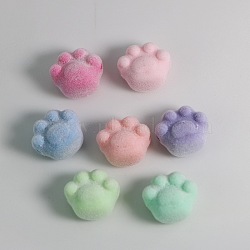 Flocking Beads, Cat Paw Print, Mixed Color, 18x17mm, 20Pcs/bag(PW-WG83259-01)