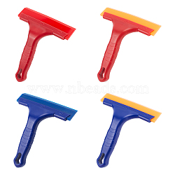 Globleland 4Pcs 4 Colors PP Plastic Car Ice Scrapers, Glass Water Wiper, Vinyl Wrap Squeegee, with TPU Blades, Mixed Color, 160x140x16.5mm, 1pc/color(AJEW-GL0001-38)