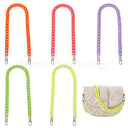 WADORN 5Pcs 5 Colors Acrylic Curb Chain Shoulder Bag Straps, with Alloy Swivel Clasps, for Bag Handle Replacement Accessories, Mixed Color, 61cm, 1pc/color(FIND-WR0007-20)