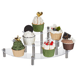 3-Tier Acrylic Semicircle Dessert Display Risers, Mini Cupcake Organizer Holder, Party Supplies, Clear, Finished Product: 40x20x12.2cm(ODIS-WH0329-45)