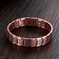 Retro Zinc Alloy Magnetic Therapy Link Chain Bracelets for Men, Cross, Red Copper, 8.27 inch(21cm)(FS-WG8FDED-01)