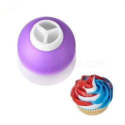 Plastic Three Color Cake Decorating Tools, Icing Piping Nozzles Converter, Durable Cream Coupler Confectionery Baking Tools, Purple, 46x42.5mm(DIY-L020-55)