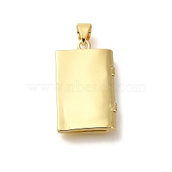 Rack Plating Brass Locket Pendants, Lead Free & Cadmium Free, Long-Lasting Plated, Rectangle, Real 18K Gold Plated, 22.5x14x4mm, Hole: 4x3.5mm, Inner Diameter: 15x8.5mm(KK-Z086-49G)