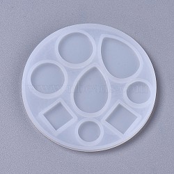 Silicone Molds, Resin Casting Molds, For UV Resin, Epoxy Resin Jewelry Making, Mixed Shapes, teardrop, & Flat Round & Rhombus, White, 92x5mm(X-DIY-F041-03B)