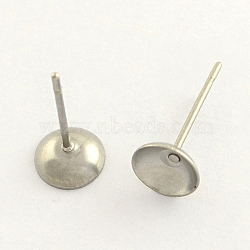 Tarnish Resistant 304 Stainless Steel Post Stud Earring Findings, Stainless Steel Color, 8mm, pin: 0.8mm(STAS-R063-51)