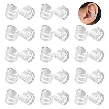 50Pcs 304 Stainless Steel Ear Cuff Findings, with Hole, Stainless Steel Color, 10x10mm, Hole: 1mm