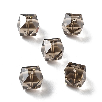 Imitation Austrian Crystal Beads, K9 Glass, Square Faceted, Coffee, 10x10x10mm, Hole: 1.8mm