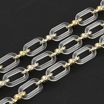 Rack Plating Acrylic & CCB Plastic Chain, Long-Lasting Plated, Clear, 20x10.6x3mm, 5m/roll