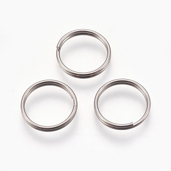 Titanium Alloy Split Rings, Double Loops Jump Rings, Platinum, 14x2mm, Inner Diameter: 13mm