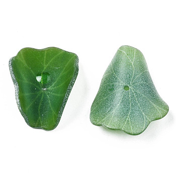Plastic Pendants, Lotus Leaf, Green, 23x17~18x8mm, Hole: 0.8mm