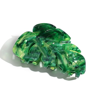 Leaf Cellulose Acetate Claw Hair Clips, Hair Accessories for Women & Girls, Green, 90x50mm