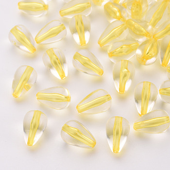 Transparent Acrylic Beads, Teardrop, Gold, 14.5x9.5mm, Hole: 1.6mm, about 600pcs/500g