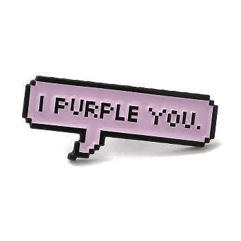 Word I Purple You Radio Alloy Enamel Pin Brooch, for Backpack Clothes, Plum, 12.5x30x1.5mm
