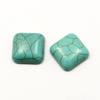 Craft Findings Dyed Synthetic Turquoise Gemstone Flat Back Cabochons, Square, Dark Cyan, 6x6x3mm