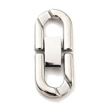 304 Stainless Steel Fold Over Clasps, Stainless Steel Color, 31x13x3mm, Hole: 7x6mm