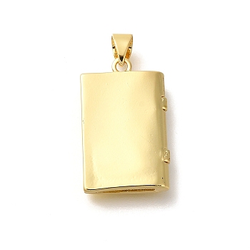 Rack Plating Brass Locket Pendants, Lead Free & Cadmium Free, Long-Lasting Plated, Rectangle, Real 18K Gold Plated, 22.5x14x4mm, Hole: 4x3.5mm, Inner Diameter: 15x8.5mm