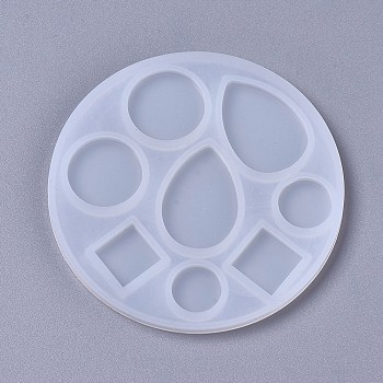 Silicone Molds, Resin Casting Molds, For UV Resin, Epoxy Resin Jewelry Making, Mixed Shapes, teardrop, & Flat Round & Rhombus, White, 92x5mm