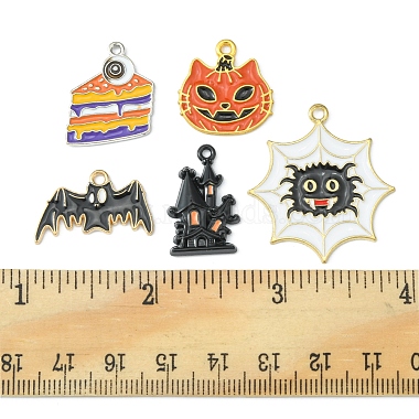 12Pcs 6 Style Halloween Theme Alloy Enamel Pendants(ENAM-FS0001-46)-5