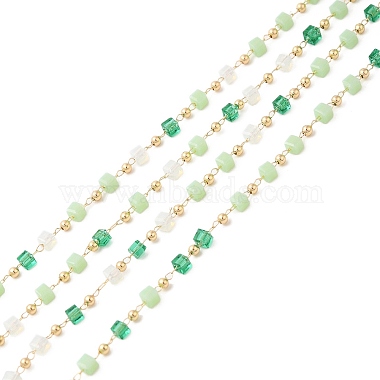 Pale Green Brass+Glass Link Chains Chain