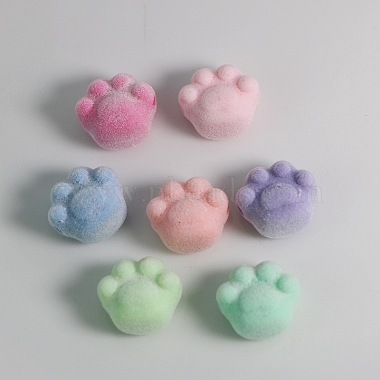 Mixed Color Paw Print Flocking Beads