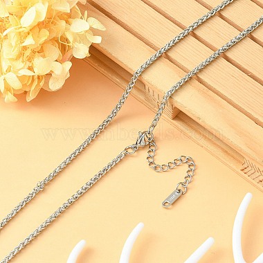 304 Stainless Steel Wheat Chain Necklace for Men Women(NJEW-YW0001-17)-5