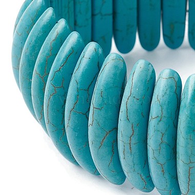 Synthetic Turquoise Oval Beaded Stretch Bracelets(BJEW-P299-09A)-2