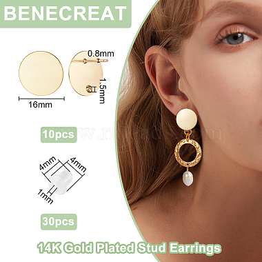 benecreat 10pcs rack placage laiton plat rond boucles d'oreilles résultats(KK-BC0010-97)-2