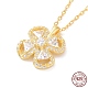 Sterling Silver Clover Pendant Necklace with Clear Cubic Zirconia for Women(NJEW-P267-02G)-1