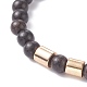 Bracelet extensible en perles rondes en bois naturel avec hématite synthétique pour hommes femmes(BJEW-JB07549)-6