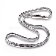 304 Stainless Steel Mesh Chain Necklaces, with Bayonet Clasps, Stainless Steel Color, 23.98 inch(60.9cm)(NJEW-L161-01P)