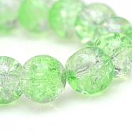 Baking Painted Crackle Glass Bead Strands, Round, Light Green, 10mm, Hole: 1.3~1.6mm, about 80pcs/strand, 31.4 inch(CCG-S001-10mm-13)