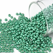 TOHO Round Seed Beads, Japanese Seed Beads, (PF561F) PermaFinish Teal Aqua Metallic Matte, 11/0, 2.2mm, Hole: 0.8mm, about 5555pcs/50g(SEED-XTR11-PF0561F)