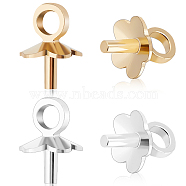40Pcs 2 Colors Brass Flower Cup Peg Bails, For Half Drilled Beads, Cadmium Free & Lead Free, Mixed Color, 7x5x5mm, Hole: 2mm, Pin: 0.8mm, 20Pcs/color(KK-BBC0009-26)