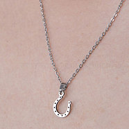 201 Stainless Steel Hook Pendant Necklace, Stainless Steel Color, 17.72 inch(45cm)(NJEW-OY001-03)