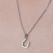 Non-Tarnish 201 Stainless Steel Hook Pendant Necklace, Stainless Steel Color, 17.72 inch(45cm)(NJEW-OY001-03)