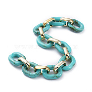 Handmade Acrylic Cable Chains, with CCB Plastic Linking Rings, Turquoise, Links: 24x18x5mm and 19x12x4.5mm, 39.37 inch(1m)/strand
(AJEW-JB00658-02)